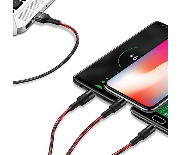 USAMS Kabel pleciony 3w1 1,5m 2Aczarny (lightning/microUSB/USB-C) - 1568988 - zdjęcie 9